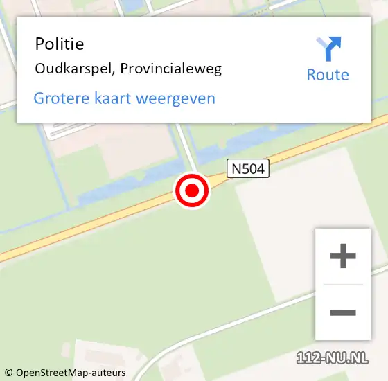 Locatie op kaart van de 112 melding: Politie Oudkarspel, Provincialeweg op 22 april 2018 11:57