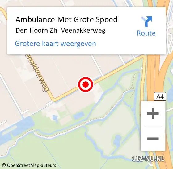 Locatie op kaart van de 112 melding: Ambulance Met Grote Spoed Naar Den Hoorn Zh, Veenakkerweg op 22 april 2018 14:10