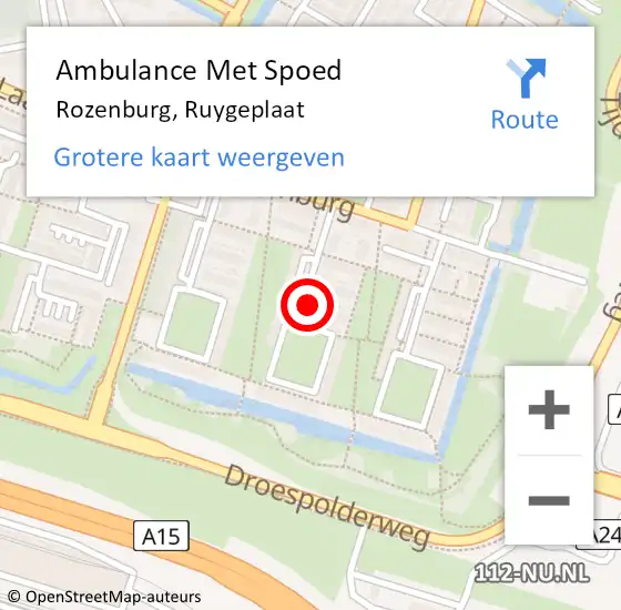 Locatie op kaart van de 112 melding: Ambulance Met Spoed Naar Rozenburg, Ruygeplaat op 22 april 2018 14:46