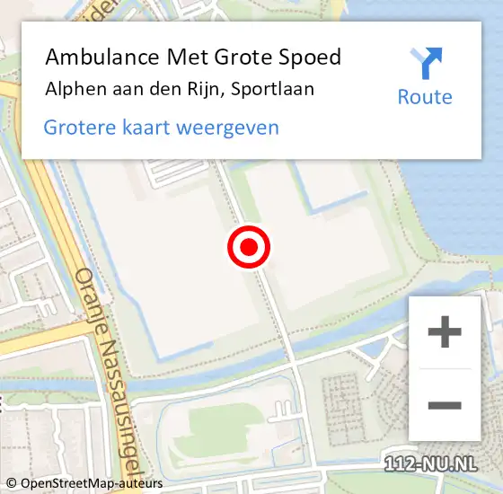 Locatie op kaart van de 112 melding: Ambulance Met Grote Spoed Naar Alphen aan den Rijn, Sportlaan op 22 april 2018 15:11