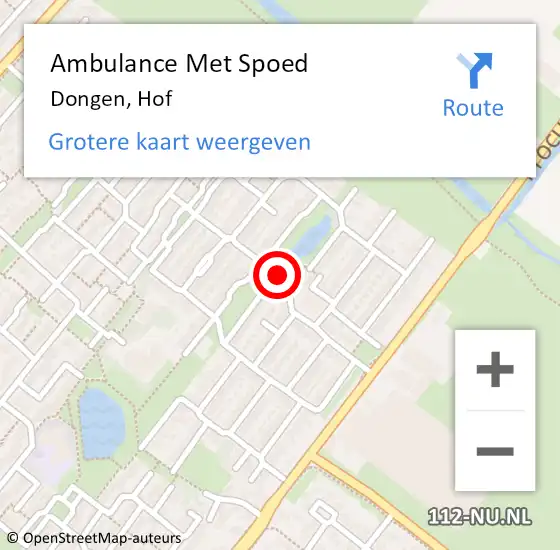 Locatie op kaart van de 112 melding: Ambulance Met Spoed Naar Dongen, Hof op 22 april 2018 16:54