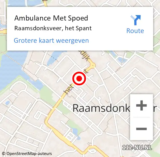 Locatie op kaart van de 112 melding: Ambulance Met Spoed Naar Raamsdonksveer, het Spant op 22 april 2018 17:51