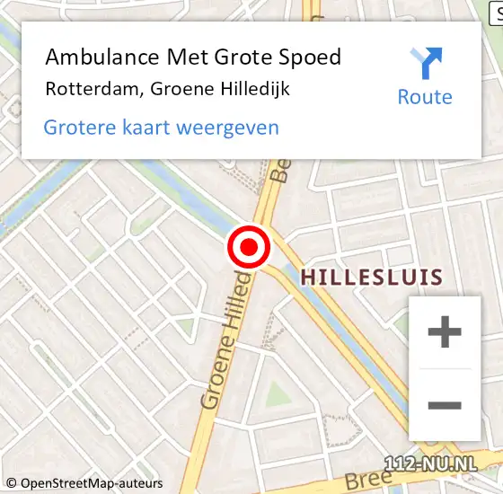 Locatie op kaart van de 112 melding: Ambulance Met Grote Spoed Naar Rotterdam, Groene Hilledijk op 22 april 2018 17:53