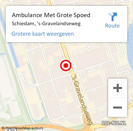 Locatie op kaart van de 112 melding: Ambulance Met Grote Spoed Naar Schiedam, 's-Gravelandseweg op 22 april 2018 17:55