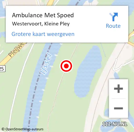 Locatie op kaart van de 112 melding: Ambulance Met Spoed Naar Westervoort, Kleine Pley op 22 april 2018 19:12