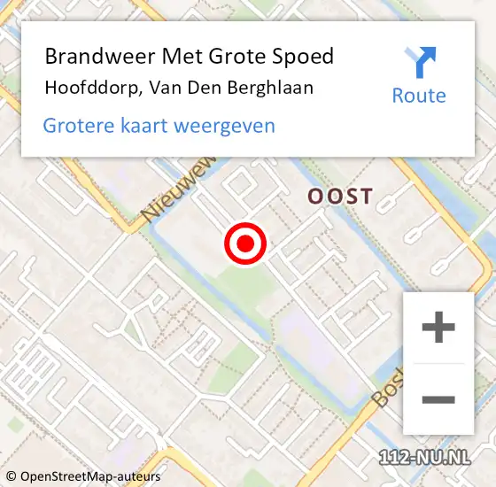 Locatie op kaart van de 112 melding: Brandweer Met Grote Spoed Naar Hoofddorp, Van Den Berghlaan op 22 april 2018 19:25