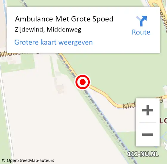 Locatie op kaart van de 112 melding: Ambulance Met Grote Spoed Naar Zijdewind, Middenweg op 23 februari 2014 00:22