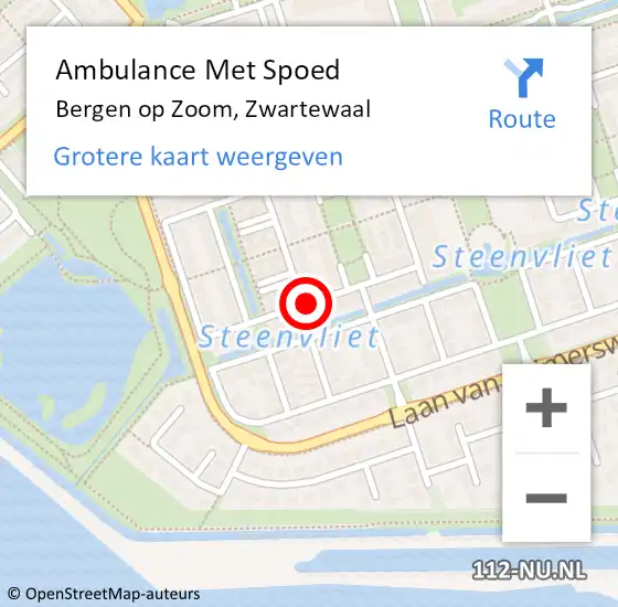 Locatie op kaart van de 112 melding: Ambulance Met Spoed Naar Bergen op Zoom, Zwartewaal op 23 april 2018 07:33