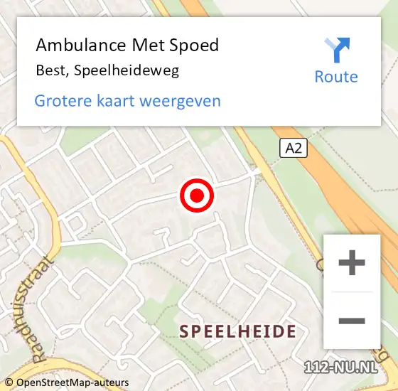 Locatie op kaart van de 112 melding: Ambulance Met Spoed Naar Best, Speelheideweg op 23 april 2018 08:17