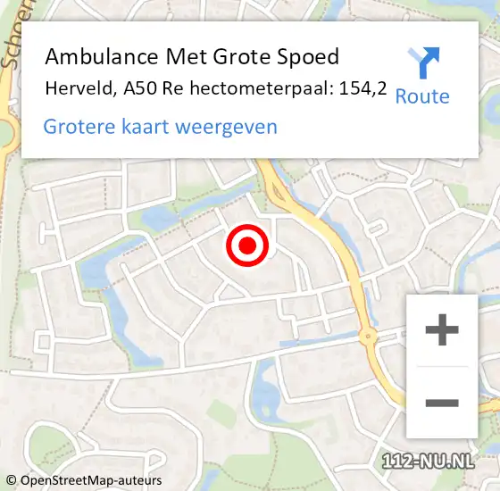Locatie op kaart van de 112 melding: Ambulance Met Grote Spoed Naar Herveld, A50 Re hectometerpaal: 154,2 op 23 april 2018 08:55