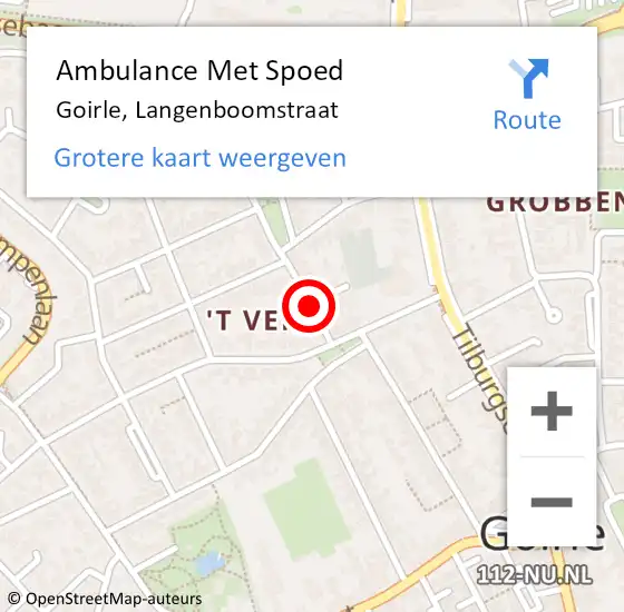 Locatie op kaart van de 112 melding: Ambulance Met Spoed Naar Goirle, Langenboomstraat op 23 april 2018 09:30