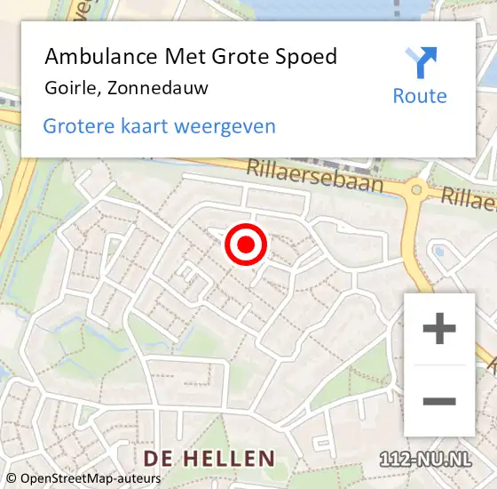 Locatie op kaart van de 112 melding: Ambulance Met Grote Spoed Naar Goirle, Zonnedauw op 23 april 2018 09:38