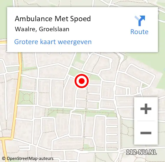 Locatie op kaart van de 112 melding: Ambulance Met Spoed Naar Waalre, Groelslaan op 23 april 2018 10:12
