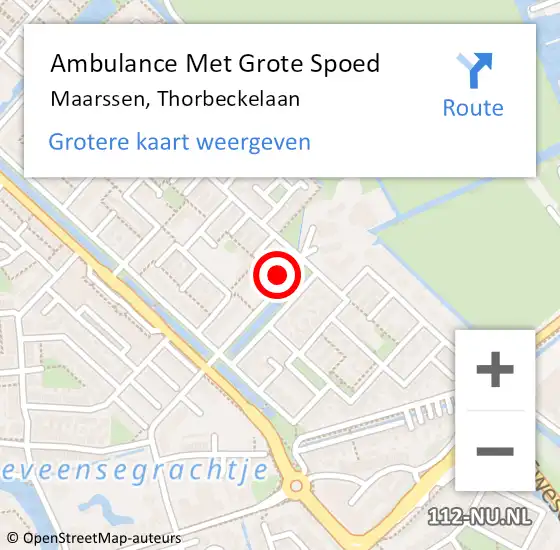 Locatie op kaart van de 112 melding: Ambulance Met Grote Spoed Naar Maarssen, Thorbeckelaan op 23 april 2018 11:15