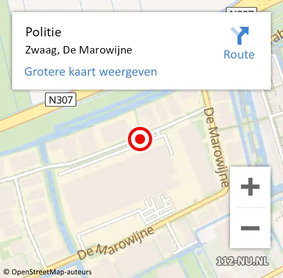 Locatie op kaart van de 112 melding: Politie Zwaag, De Marowijne op 23 april 2018 16:13