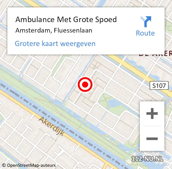 Locatie op kaart van de 112 melding: Ambulance Met Grote Spoed Naar Amsterdam, Fluessenlaan op 23 april 2018 18:40