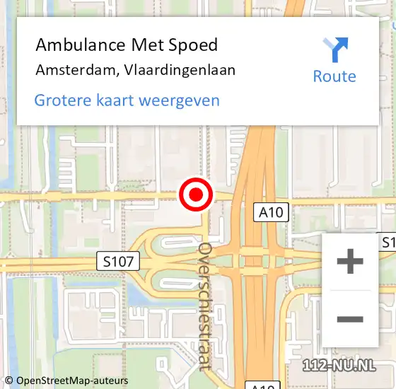 Locatie op kaart van de 112 melding: Ambulance Met Spoed Naar Amsterdam, Vlaardingenlaan op 24 april 2018 00:00