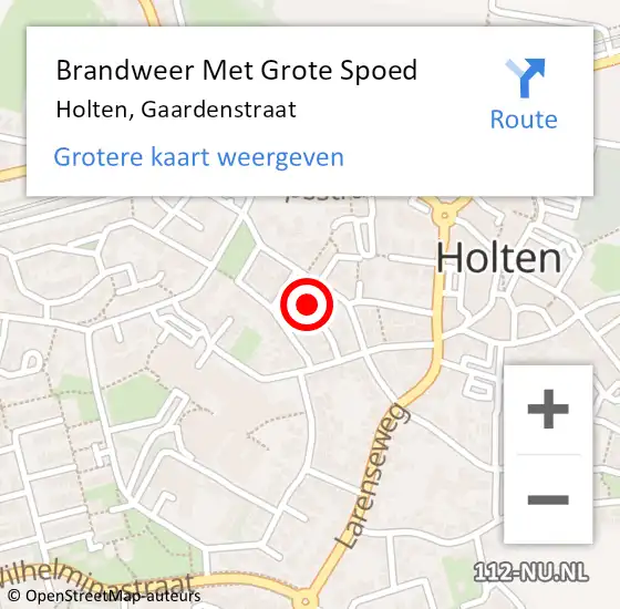 Locatie op kaart van de 112 melding: Brandweer Met Grote Spoed Naar Holten, Gaardenstraat op 24 april 2018 05:14