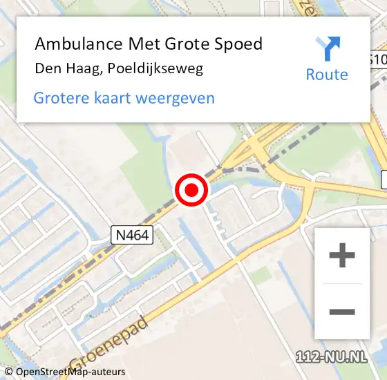 Locatie op kaart van de 112 melding: Ambulance Met Grote Spoed Naar Den Haag, Poeldijkseweg op 24 april 2018 06:24