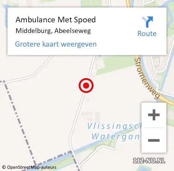 Locatie op kaart van de 112 melding: Ambulance Met Spoed Naar Middelburg, Abeelseweg op 24 april 2018 09:38