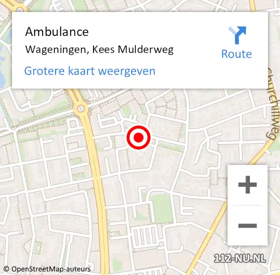 Locatie op kaart van de 112 melding: Ambulance Wageningen, Kees Mulderweg op 24 april 2018 10:22