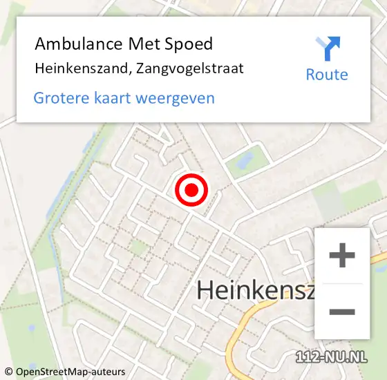 Locatie op kaart van de 112 melding: Ambulance Met Spoed Naar Heinkenszand, Zangvogelstraat op 24 april 2018 11:52