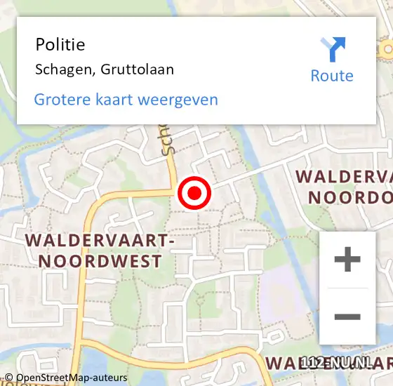 Locatie op kaart van de 112 melding: Politie Schagen, Gruttolaan op 24 april 2018 12:16