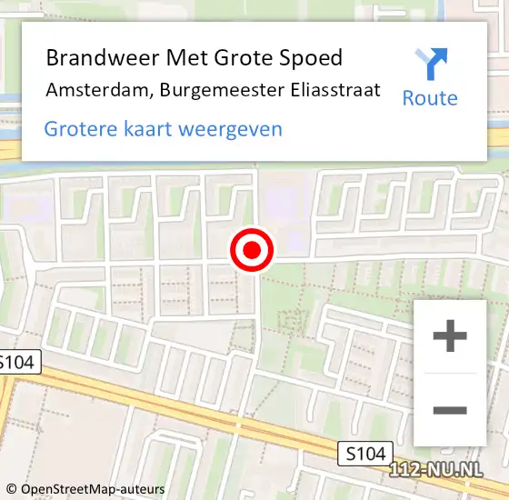 Locatie op kaart van de 112 melding: Brandweer Met Grote Spoed Naar Amsterdam, Burgemeester Eliasstraat op 24 april 2018 12:34