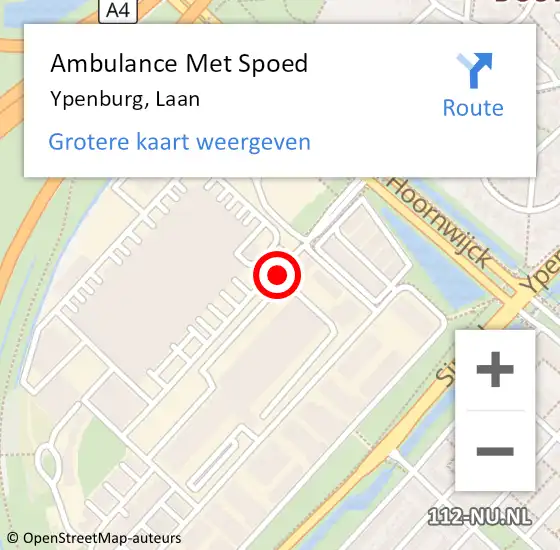 Locatie op kaart van de 112 melding: Ambulance Met Spoed Naar Ypenburg, Laan op 24 april 2018 12:55