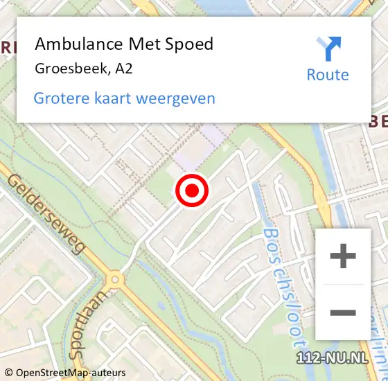 Locatie op kaart van de 112 melding: Ambulance Met Spoed Naar Groesbeek, A2 op 24 april 2018 13:03