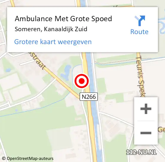 Locatie op kaart van de 112 melding: Ambulance Met Grote Spoed Naar Someren, Kanaaldijk Zuid op 24 april 2018 14:51