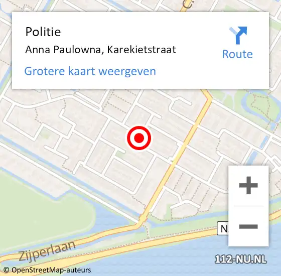 Locatie op kaart van de 112 melding: Politie Anna Paulowna, Karekietstraat op 24 april 2018 14:57