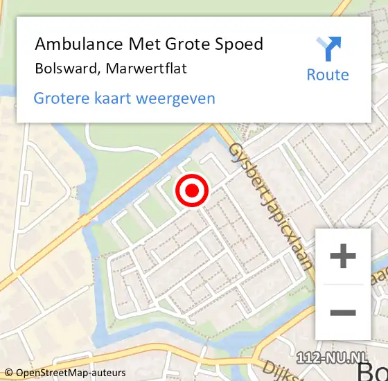 Locatie op kaart van de 112 melding: Ambulance Met Grote Spoed Naar Bolsward, Marwertflat op 24 april 2018 17:54