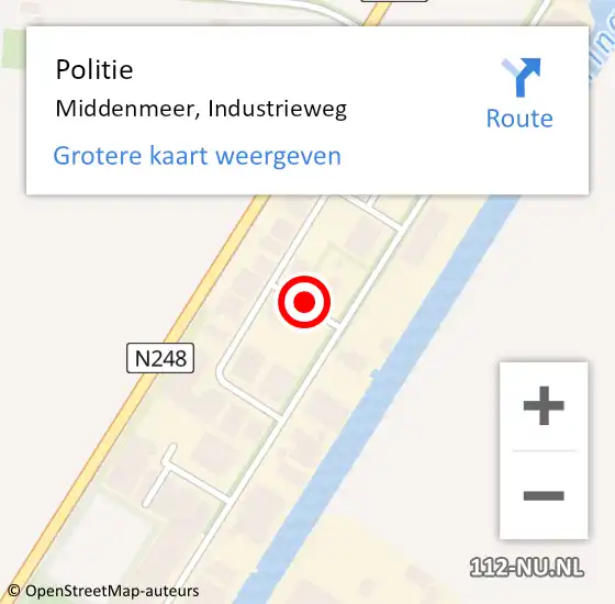 Locatie op kaart van de 112 melding: Politie Middenmeer, Industrieweg op 24 april 2018 18:47