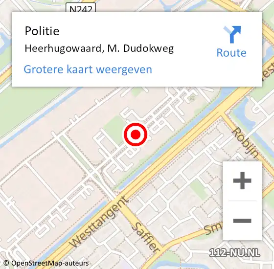 Locatie op kaart van de 112 melding: Politie Heerhugowaard, M. Dudokweg op 24 april 2018 19:24