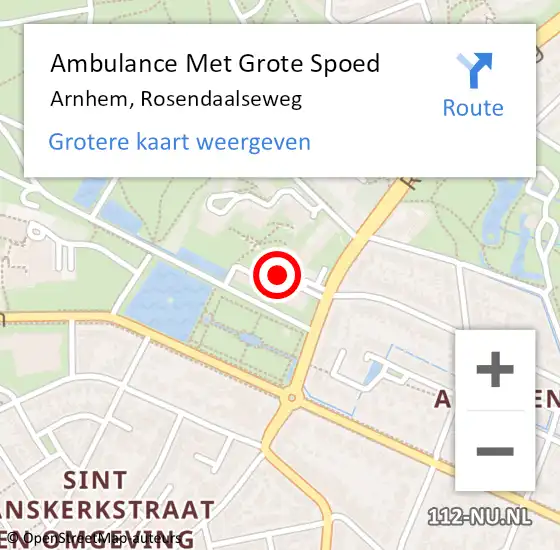 Locatie op kaart van de 112 melding: Ambulance Met Grote Spoed Naar Arnhem, Rosendaalseweg op 24 april 2018 19:37