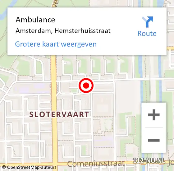 Locatie op kaart van de 112 melding: Ambulance Amsterdam, Hemsterhuisstraat op 24 april 2018 22:33