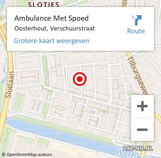 Locatie op kaart van de 112 melding: Ambulance Met Spoed Naar Oosterhout, Verschuurstraat op 24 april 2018 22:51