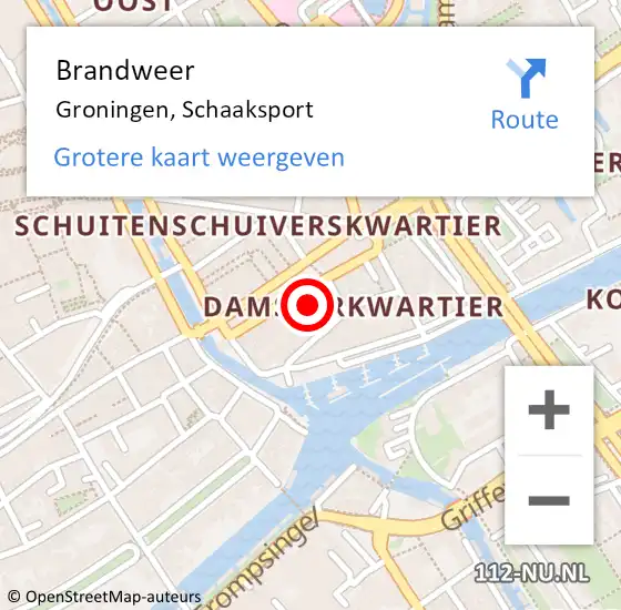 Locatie op kaart van de 112 melding: Brandweer Groningen, Schaaksport op 25 april 2018 02:31
