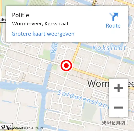Locatie op kaart van de 112 melding: Politie Wormerveer, Kerkstraat op 25 april 2018 09:12