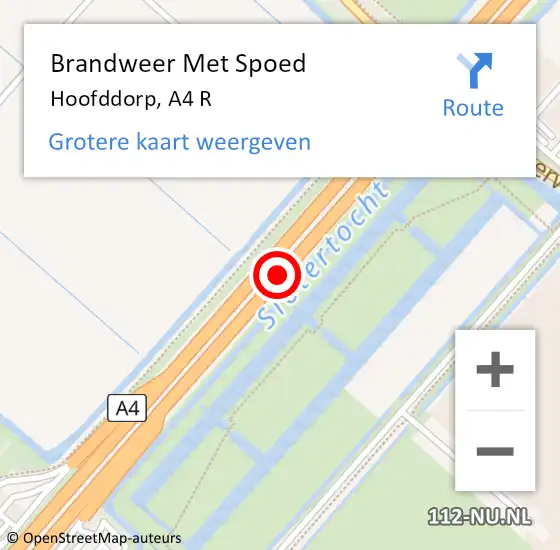 Locatie op kaart van de 112 melding: Brandweer Met Spoed Naar Hoofddorp, A4 R op 25 april 2018 10:02