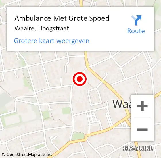 Locatie op kaart van de 112 melding: Ambulance Met Grote Spoed Naar Waalre, Hoogstraat op 25 april 2018 12:27