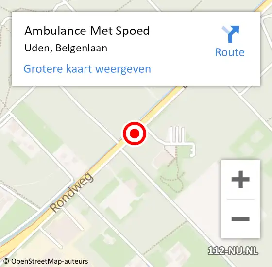 Locatie op kaart van de 112 melding: Ambulance Met Spoed Naar Uden, Belgenlaan op 25 april 2018 12:28