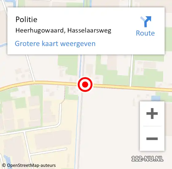 Locatie op kaart van de 112 melding: Politie Heerhugowaard, Hasselaarsweg op 25 april 2018 15:45