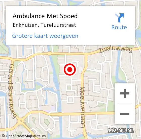 Locatie op kaart van de 112 melding: Ambulance Met Spoed Naar Enkhuizen, Tureluurstraat op 25 april 2018 16:33