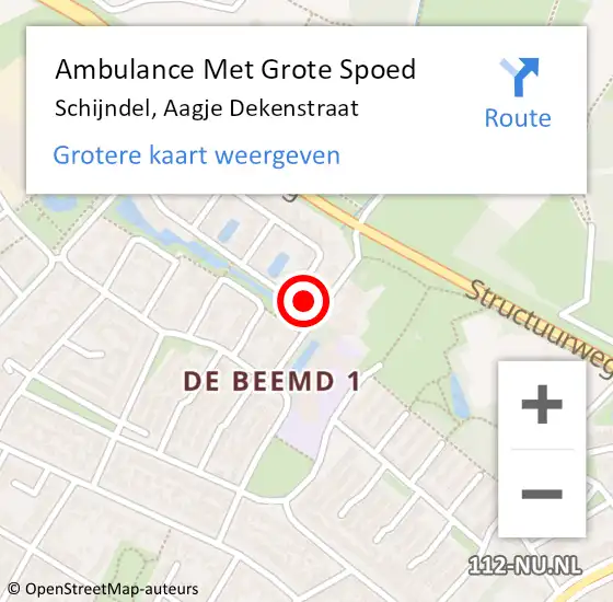 Locatie op kaart van de 112 melding: Ambulance Met Grote Spoed Naar Schijndel, Aagje Dekenstraat op 25 april 2018 19:15
