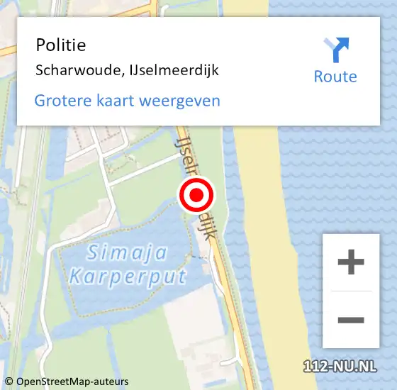 Locatie op kaart van de 112 melding: Politie Scharwoude, IJselmeerdijk op 25 april 2018 19:22