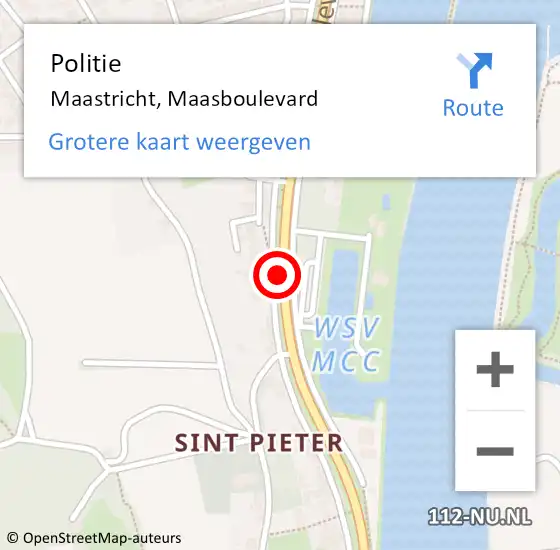 Locatie op kaart van de 112 melding: Politie Maastricht, Maasboulevard op 25 april 2018 20:02