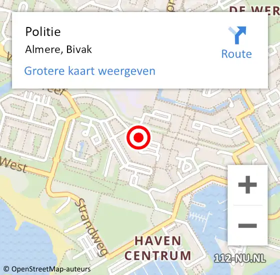 Locatie op kaart van de 112 melding: Politie Almere, Bivak op 25 april 2018 20:03