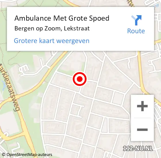 Locatie op kaart van de 112 melding: Ambulance Met Grote Spoed Naar Bergen op Zoom, Lekstraat op 25 april 2018 20:49